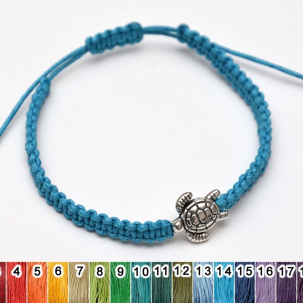 Turtle bracelet Wax cord Adjustable Macrame bracelet Cute Sea turtle gifts Turtle Charm Jewelry Boho Beach bracelet for Women gift