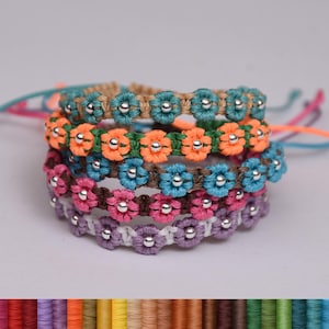 Flowers Macrame bracelet Waterproof Surf bracelet Friendship Bracelet for women Woven bohemian summer bracelet gift for her surfer gift boho