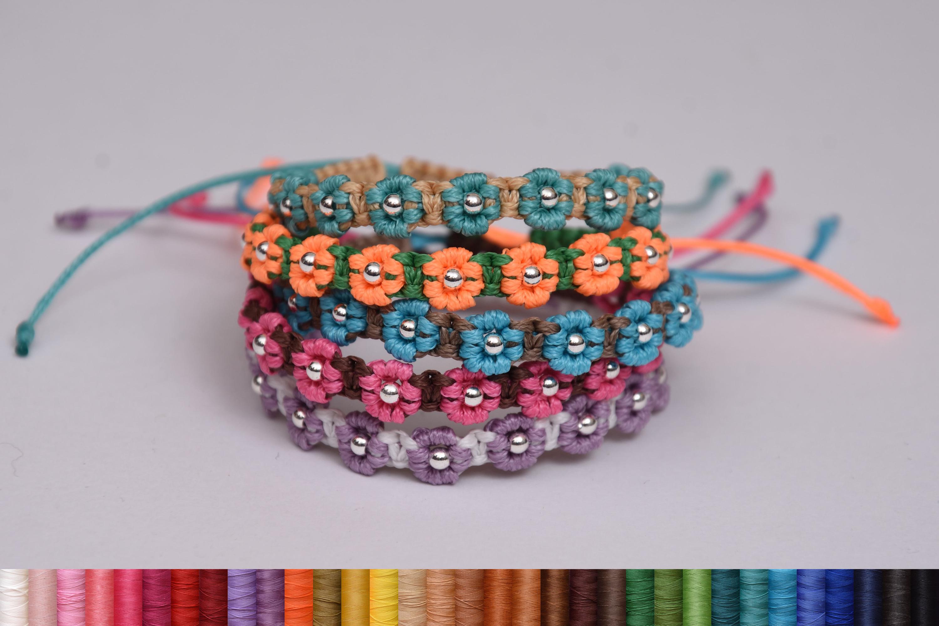Flowers Macrame bracelet Waterproof Surf bracelet Friendship Bracelet for women Woven bohemian summer bracelet gift for her surfer gift boho