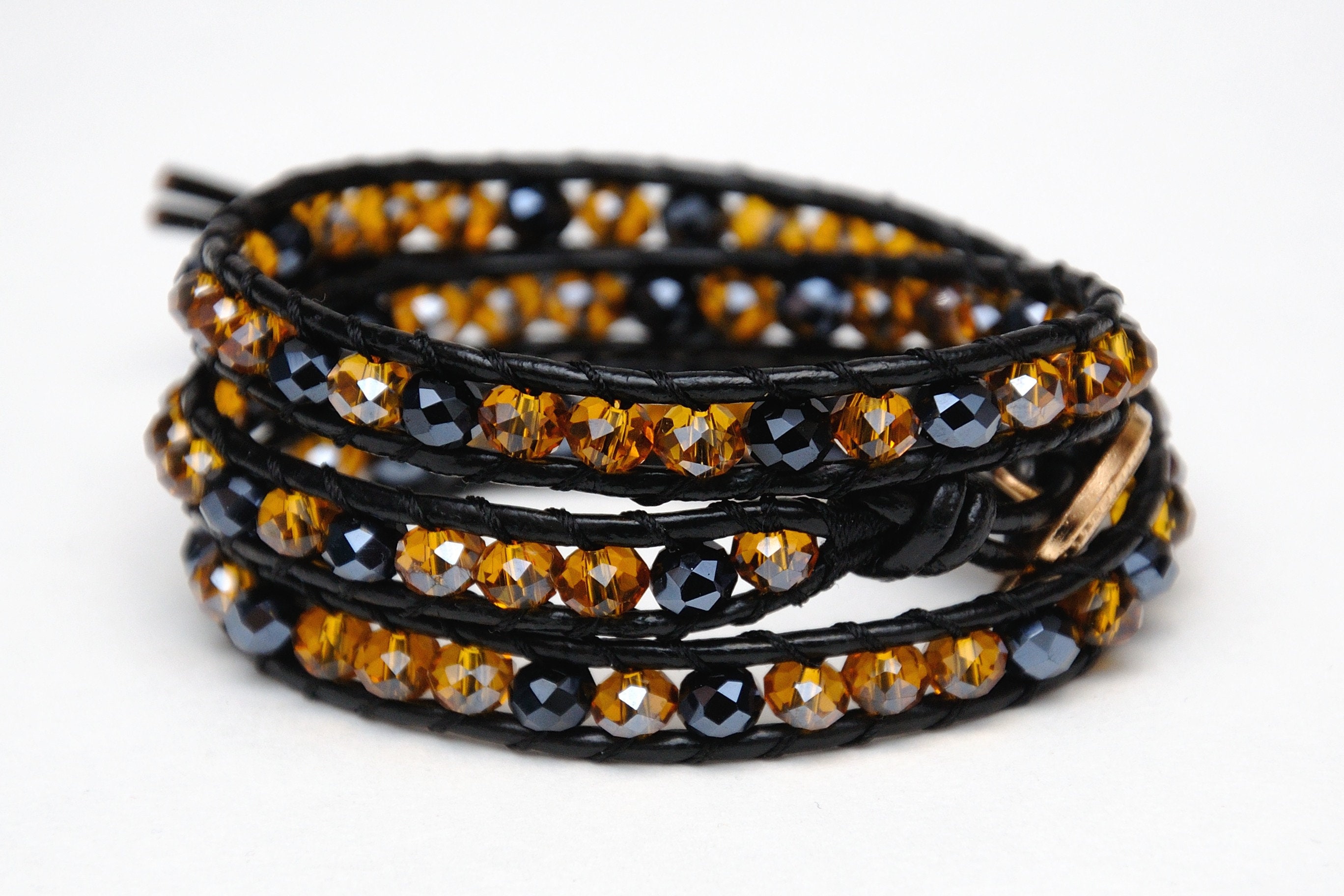 Beaded Wrap Bracelet Statement bracelet Leather wrap Bracelet Etsy