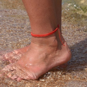 Red Surf anklet Adjustable colored anklet Waterproof Macrame anklet Mens Simple anklet Hippie Makrame Mens Ankle Bracelet friendship gift image 9