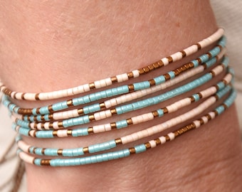 Tiny beaded bracelet turquoise Stacking Minimalist string bracelet miyuki beads women gift for her Delicate colorful bracelet boho jewelry