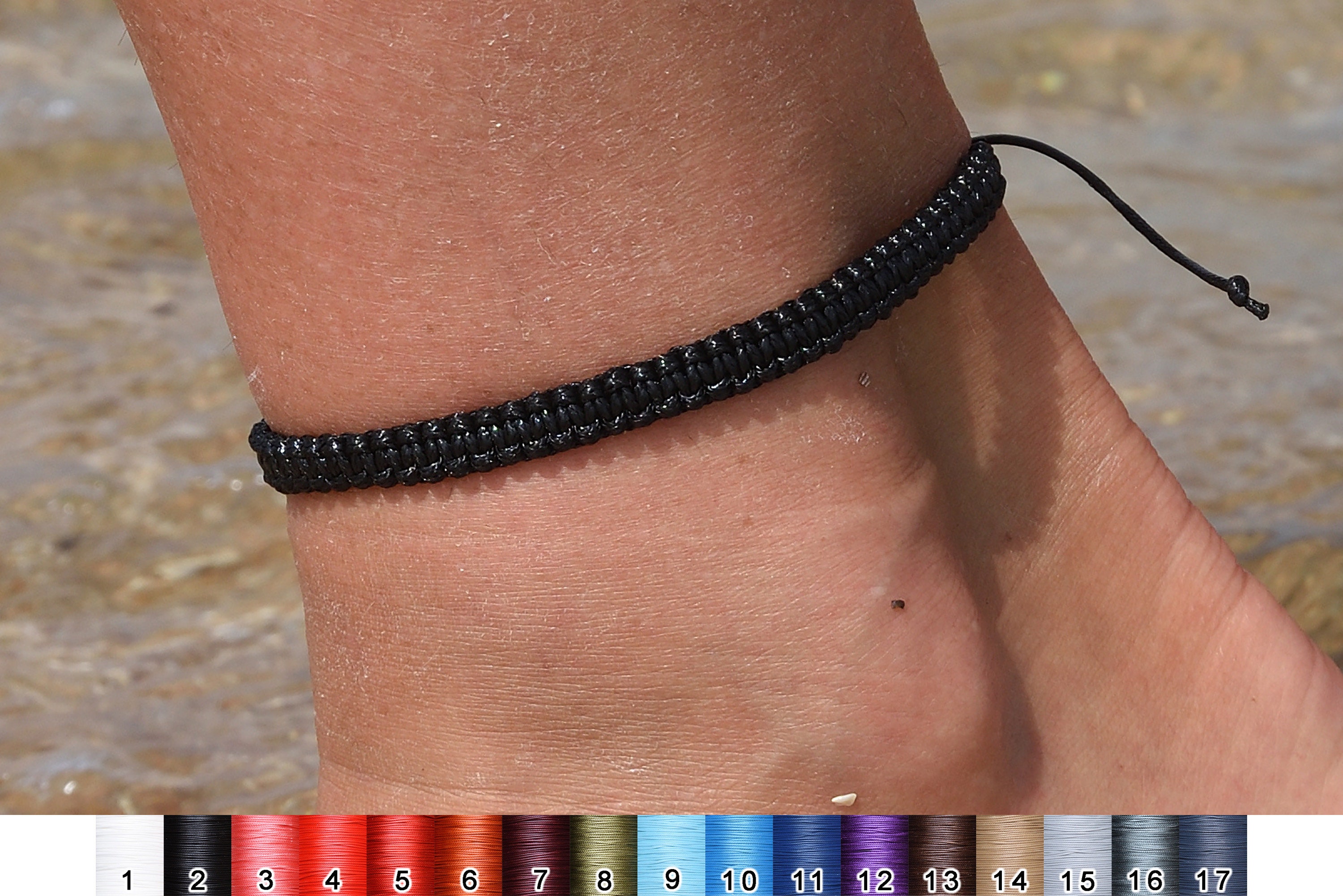 Surf Anklet Adjustable Colored Anklet Waterproof Macrame Etsy UK
