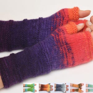 Unique Fingerless gloves Mittens Arm Warmers Colorful Winter gloves for womens gift Half finger gloves Anniversary gift PrettyCrochetForYou