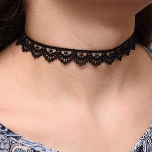 Black lace Choker necklace Gothic Lace necklace Boho necklace Boho chic Tattoo choker Black Goth choker Victorian choker PrettyCrochetForYou
