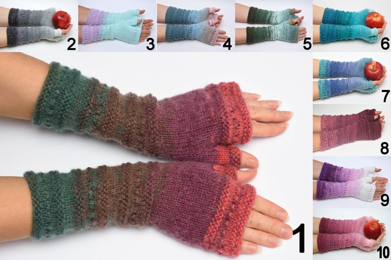 wife gift Fingerless Gloves womens gift Clothing Gift ideas 1 Green-Brown-Purple