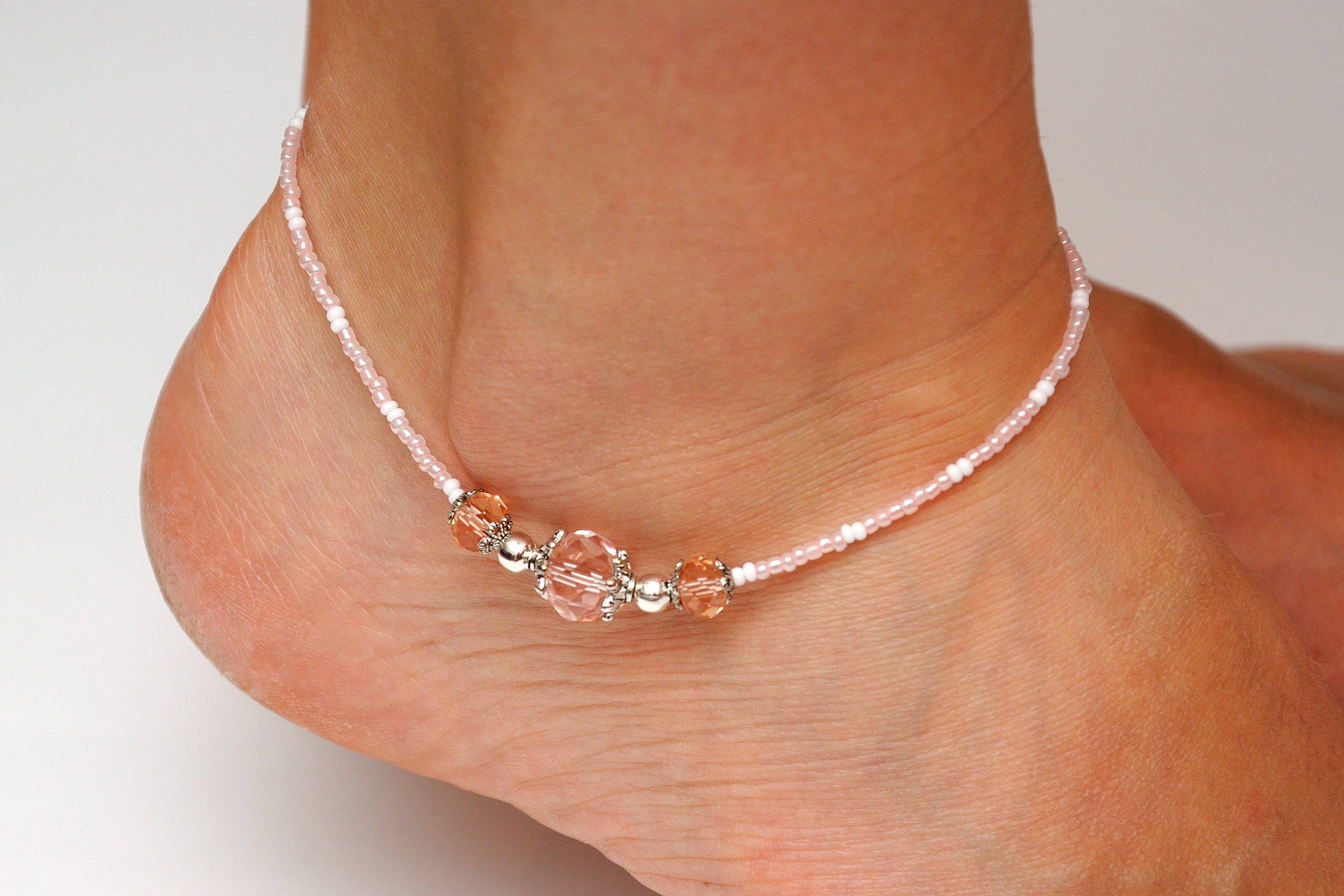 girlfriend gift Women ankle bracelet Sparkle Tender rose Etsy