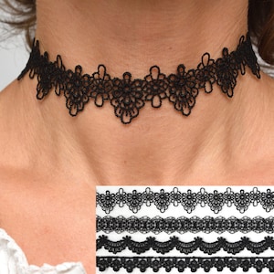 Black lace choker Tattoo choker Wide Lace black choker necklace Lace necklace Boho necklace choker Victorian Goth choker PrettyCrochetForYou