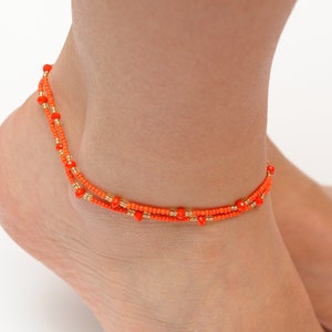 Blue and White Beaded ankle bracelet Minimalist Beaded Anklet for women Crystal Delicate anklet Waterproof Beach Anklet Summer gifts idea