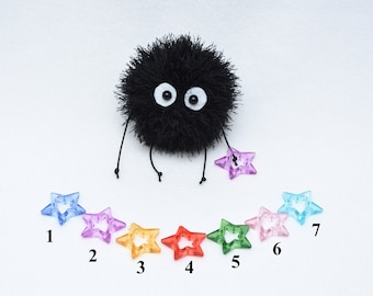 KeyChain Black ball with star Stuffed Animals Plush Monster Black Plush Toy soft toys kids gifts black smile face gifts for anime lovers