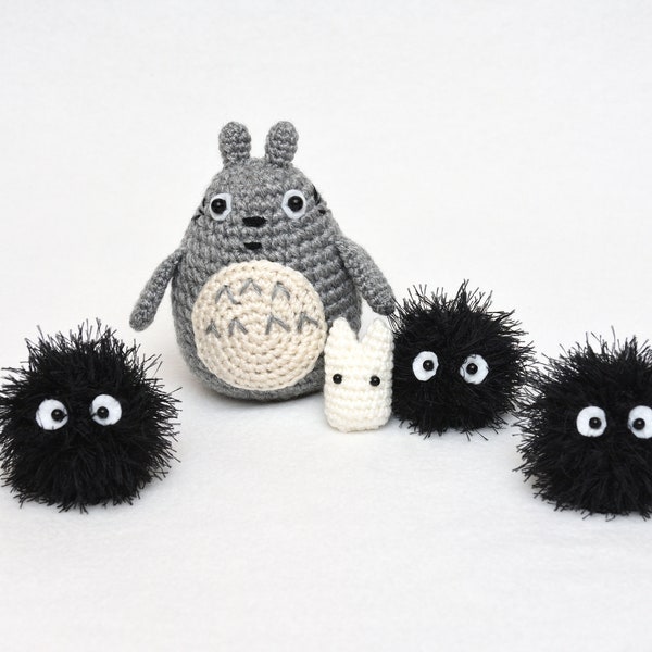 Set My Neighbor Totoro Amigurumi Soot Sprite plush Crochet toys Gift For Kids toys Stuffed Animals Monster Soft plushie PrettyCrochetForYou