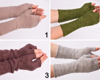 Alpaca Mohair Fingerless gloves women thin knit gloves fingerless Mittens Arm Warmers Girlfriend Gift Women gift ideas Christmas gift wife
