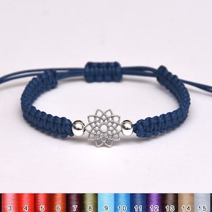 Yoga bracelet macrame bracelet flower charm simple macrame bracelet polyester cord bracelet Surf bracelet womens bracelet men boyfriend gift