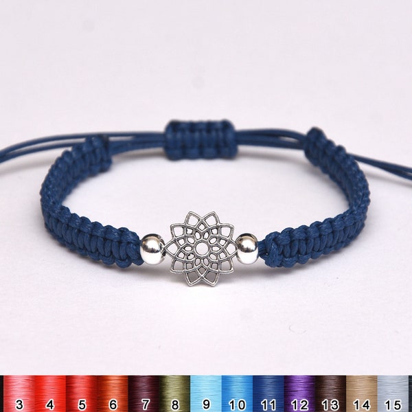 17 colors macrame bracelet flower charm simple macrame bracelet polyester cord bracelet Surf bracelet womens bracelet mens boyfriend gift