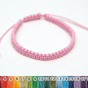 thread bracelet anklet macrame bracelet Pink wax cord bracelet Surf bracelet for women simple bracelet girlfriend gift PrettyCrochetForYou image 1