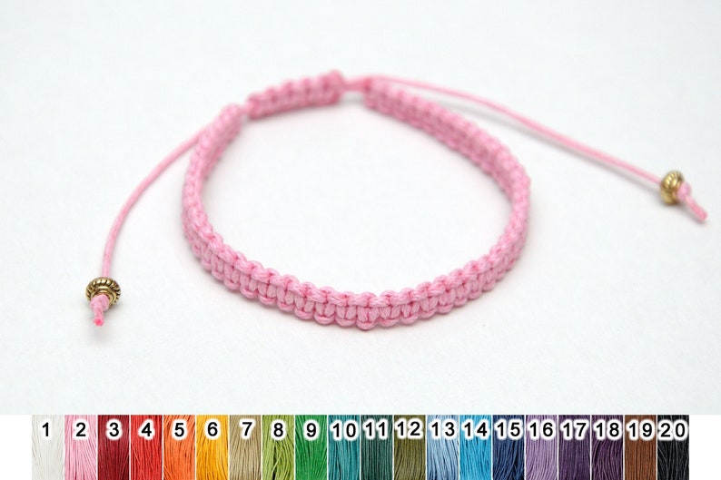 thread bracelet anklet macrame bracelet Pink wax cord bracelet Surf bracelet for women simple bracelet girlfriend gift PrettyCrochetForYou image 1