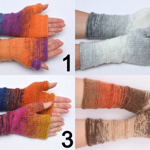 Winter gloves womens wool mittens Arm Warmers Wrist Warmer fingerless gloves Christmas gift womens anniversary gift wife PrettyCrochetForYou