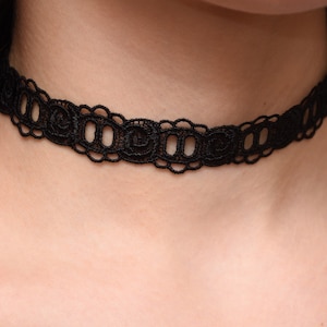 Black lace Choker necklace Gothic Lace necklace Boho necklace Boho chic Tattoo choker Black Goth choker Victorian choker PrettyCrochetForYou