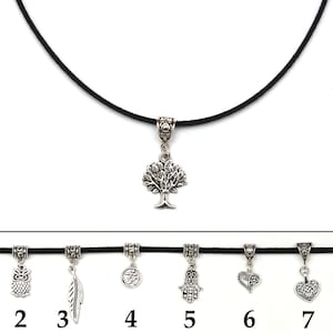 wife gift Black choker jewelry for womens gift Suede choker Tree Charm choker Thin choker Dainty choker Delicate Choker Tree Charm pendant image 1