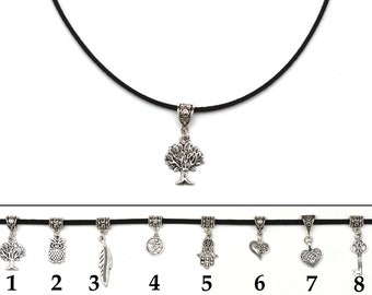 wife gift Black choker jewelry for womens gift Suede choker Tree Charm choker Thin choker Dainty choker Delicate Choker Tree Charm pendant