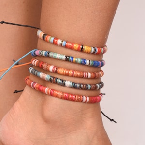 Adjustable Colorful bright anklet womens Thread ankle bracelet Simple anklet boho Hippie anklet Multicolored anklet girlfriend gift for her