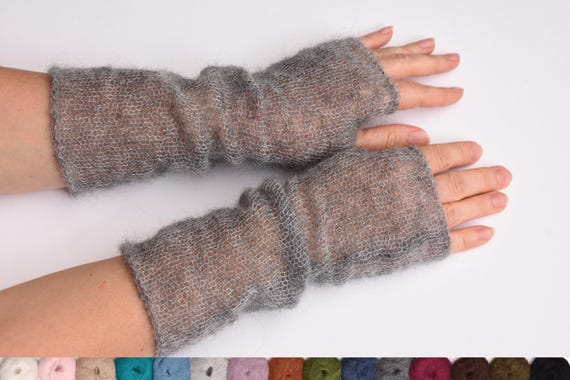Extra Thin Fingerless gloves Alpaca Mohair Gloves women wedding gloves Arm Warmers Wife gift ideas Girlfriend Gift for Her Gift for women