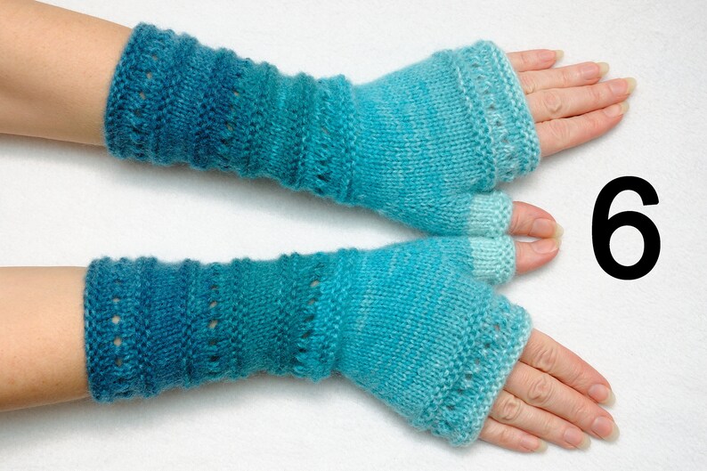 wife gift Fingerless Gloves womens gift Clothing Gift ideas for wives gift for her Knit Winter Gloves Mittens Arm Warmers Wrist Warmers 6 Aquamarine