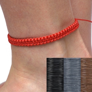 Macrame anklet Mens Simple anklet Waterproof Surf Hippie anklet Red Black Gray Brown Makrame Mens Ankle Bracelet Beach PrettyCrochetForYou