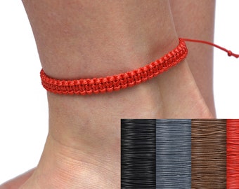 Macrame anklet Mens Simple anklet Waterproof Surf Hippie anklet Red Black Gray Brown Makrame Mens Ankle Bracelet Beach PrettyCrochetForYou