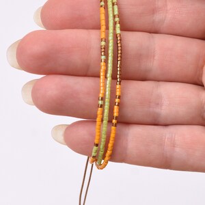 Tiny beaded bracelet Minimalist bracelet adjustable triple string bracelet Stacking miyuki seed beads woman gift wife Delicate boho jewelry image 6