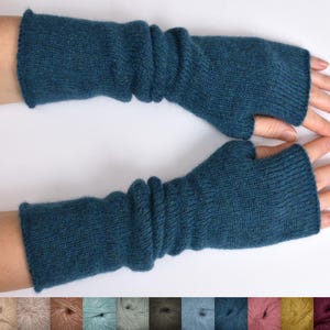 Long Hand Knit Fingerless Gloves, Baby Alpaca Wrist Warmers, Cozy Soft Winter Arm Warmers, Handmade Gift for Her, Women gift ideas Christmas