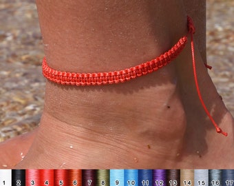 Red Surf anklet Adjustable colored anklet Waterproof Macrame anklet Mens Simple anklet Hippie Makrame Mens Ankle Bracelet friendship gift