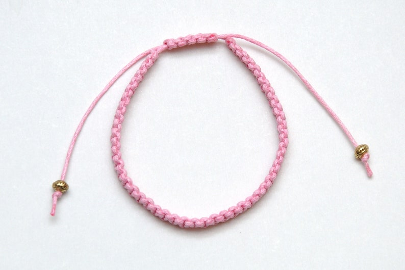 thread bracelet anklet macrame bracelet Pink wax cord bracelet Surf bracelet for women simple bracelet girlfriend gift PrettyCrochetForYou image 4