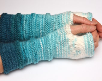 Winter gloves Womens gift for wife bright striped fingerless gloves Knit mittens Arm Warmers hippie hypoallergenic gloves anniversary gift