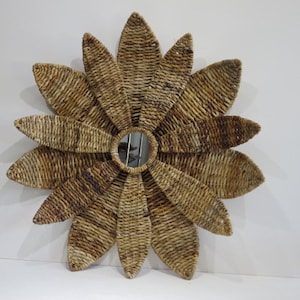 Mario Lopez Torres Style Wicker Sunburst Mirror Mid Century Modern Rattan Furniture