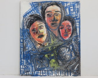 Jeune peinture abstraite signée art moderne du milieu du siècle