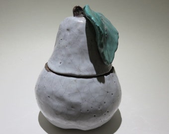 Fantoni Style Studio Pottery Covered Mid Century Modern Pear Lidded Box