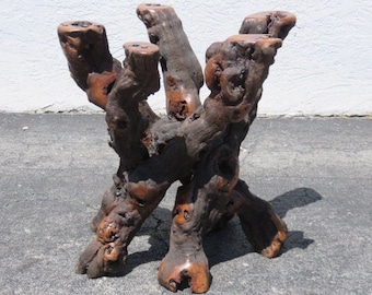 Mesa de comedor con tablero de cristal y diseño moderno de mediados de siglo, estilo Grapevine, hecha con muebles de madera flotante.