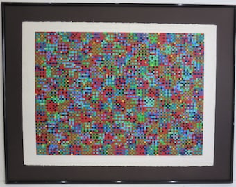 Tony Bechara Abstract Geometric Op Art Silkscreen Lithograph Kinetic Mid Century Modern Art