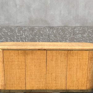 Karl Springer Style Grass Cloth Credenza Mid Century Modern Raffia Sideboard