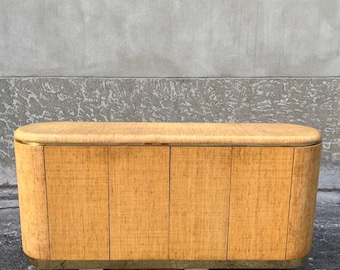 Karl Springer Style Grasstoff Anrichte Mid Century Modern Raffia Sideboard