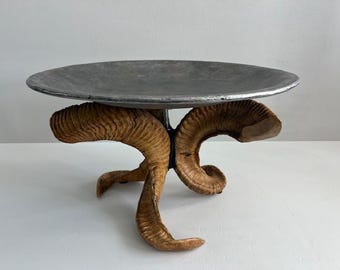 Faux Horn & Aluminum Tray Table, Mid-Century Modern Style