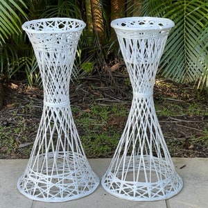 Pair of Russell Woodard Spun Fiberglass Plant Stands Mid Century Modern Patio Furniture Décor