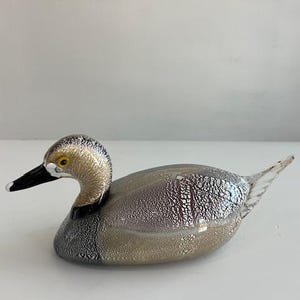Ferro Toso Style Murano Glass Mallard Duck Sculpture Mid Century Modern Italy
