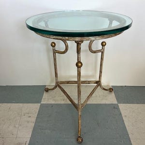 Distressed Eisen und Glas Tisch Mid Century Modern