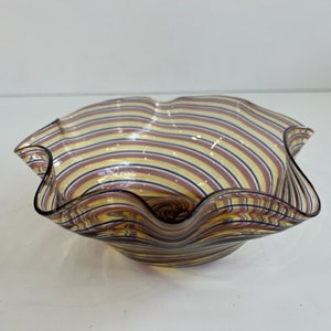 Künstler signierte Multi Color Murano Glas Schüssel Mid Century Modern Italien