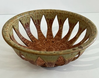 Signed Studio Pottery Strainer or Calander Mid Century Modern Ceramic Object