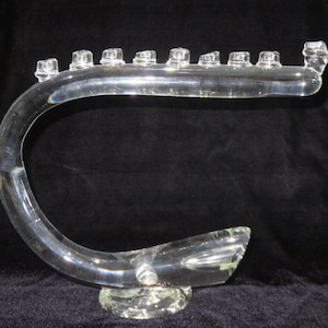 Signed David Goldberg Hand Blown Glass Menorah Mid Century Modern