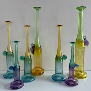 Set of Seven Bertil Vallien Swedish Glass Vessels for Kosta Boda Scandinavian Mid Century Modern Object Sweden