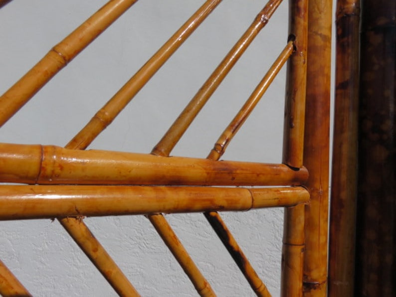 Vintage Bamboo Room Divider Mid Century Modern Screen Etsy